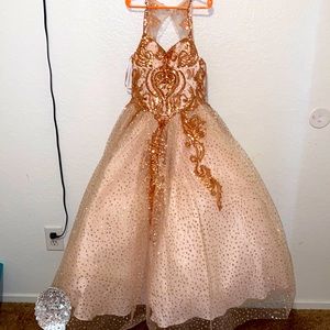 Rose Gold girls gown size 6/8 brand new never used tag still on